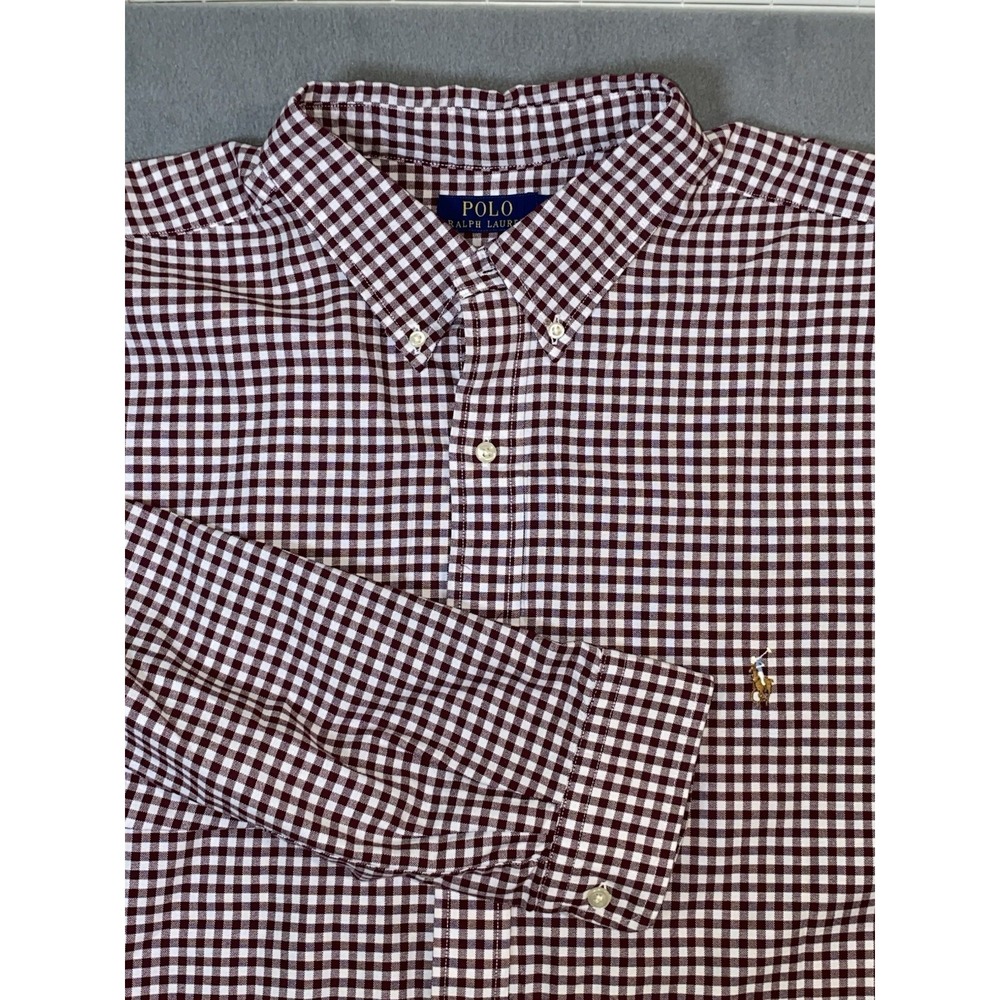 Polo Ralph Lauren Men's 3XLT Classic Fit Gingham Oxford Button Shirt Flesh Pony